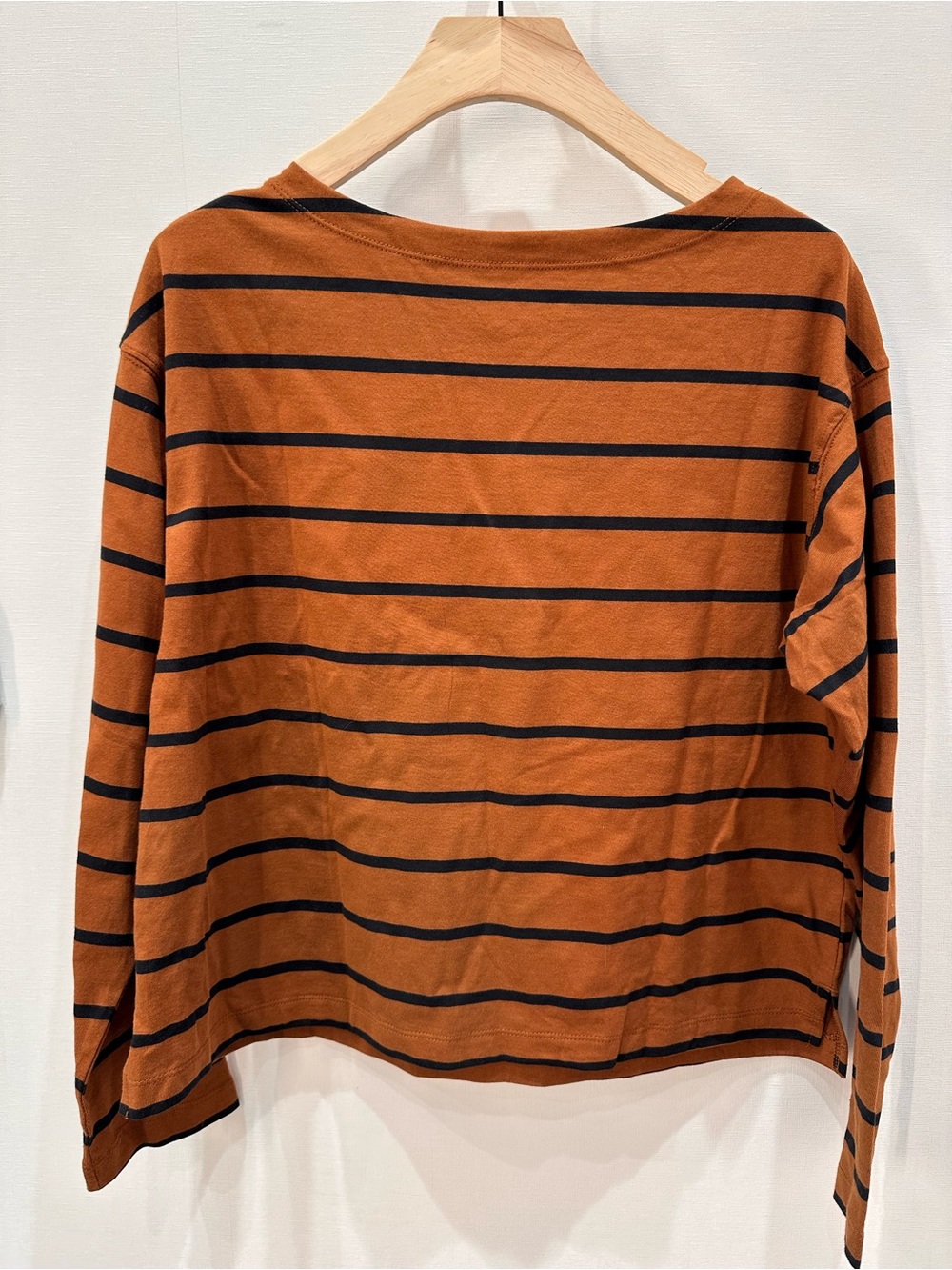 Old Navy Burnt Orange and Black Striped Crewneck Tee